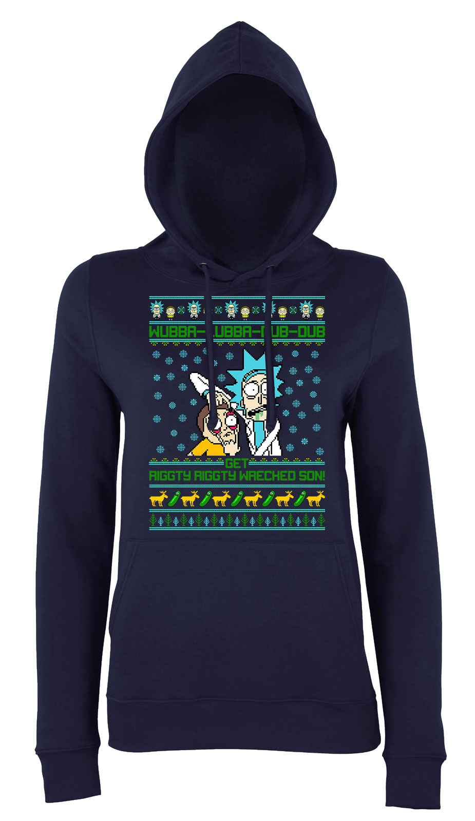 rick és morty Sötétkék Női Kapucnis Pulóver