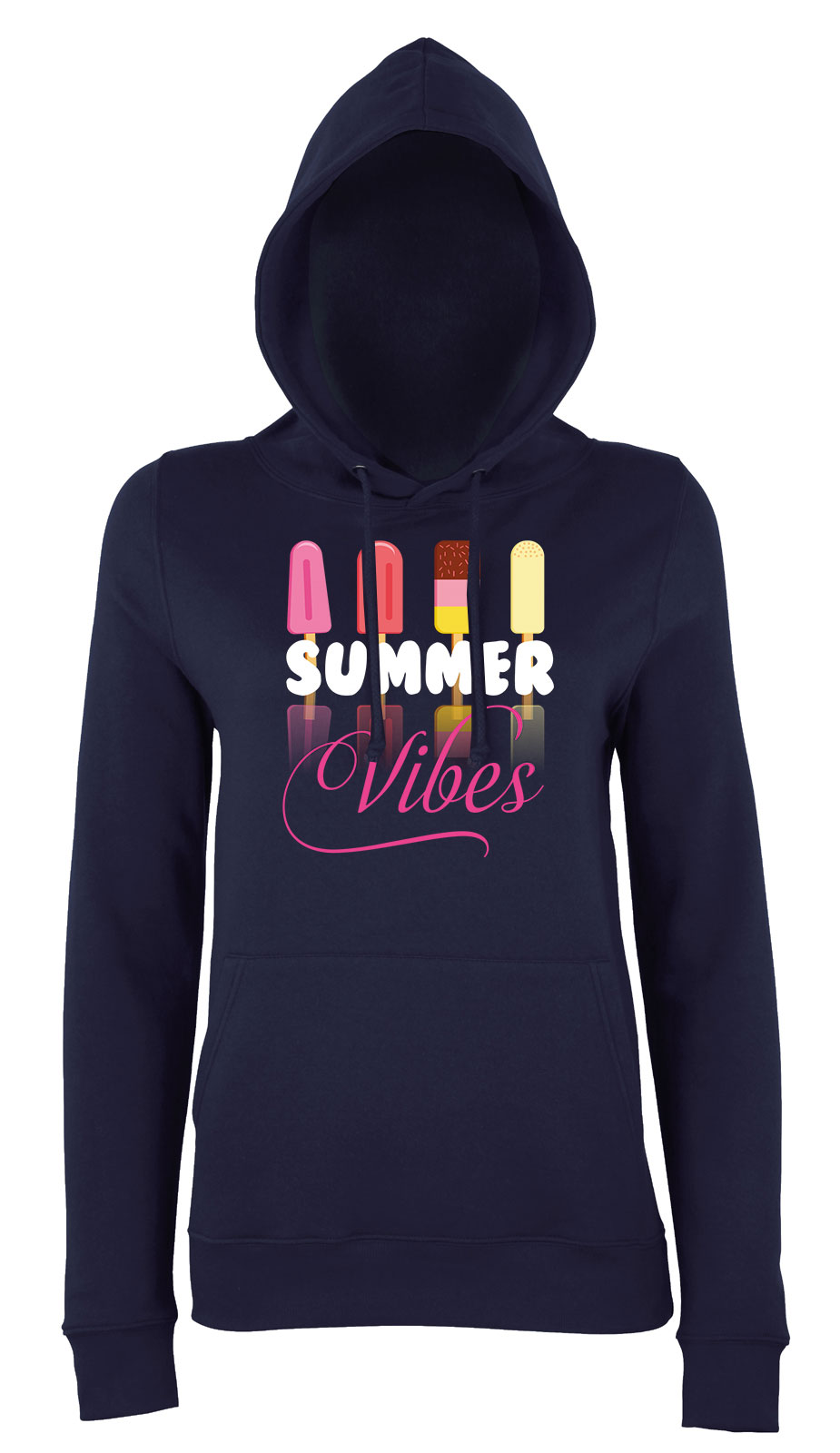 summer vibes nyár nyaralás Sötétkék Női Kapucnis Pulóver