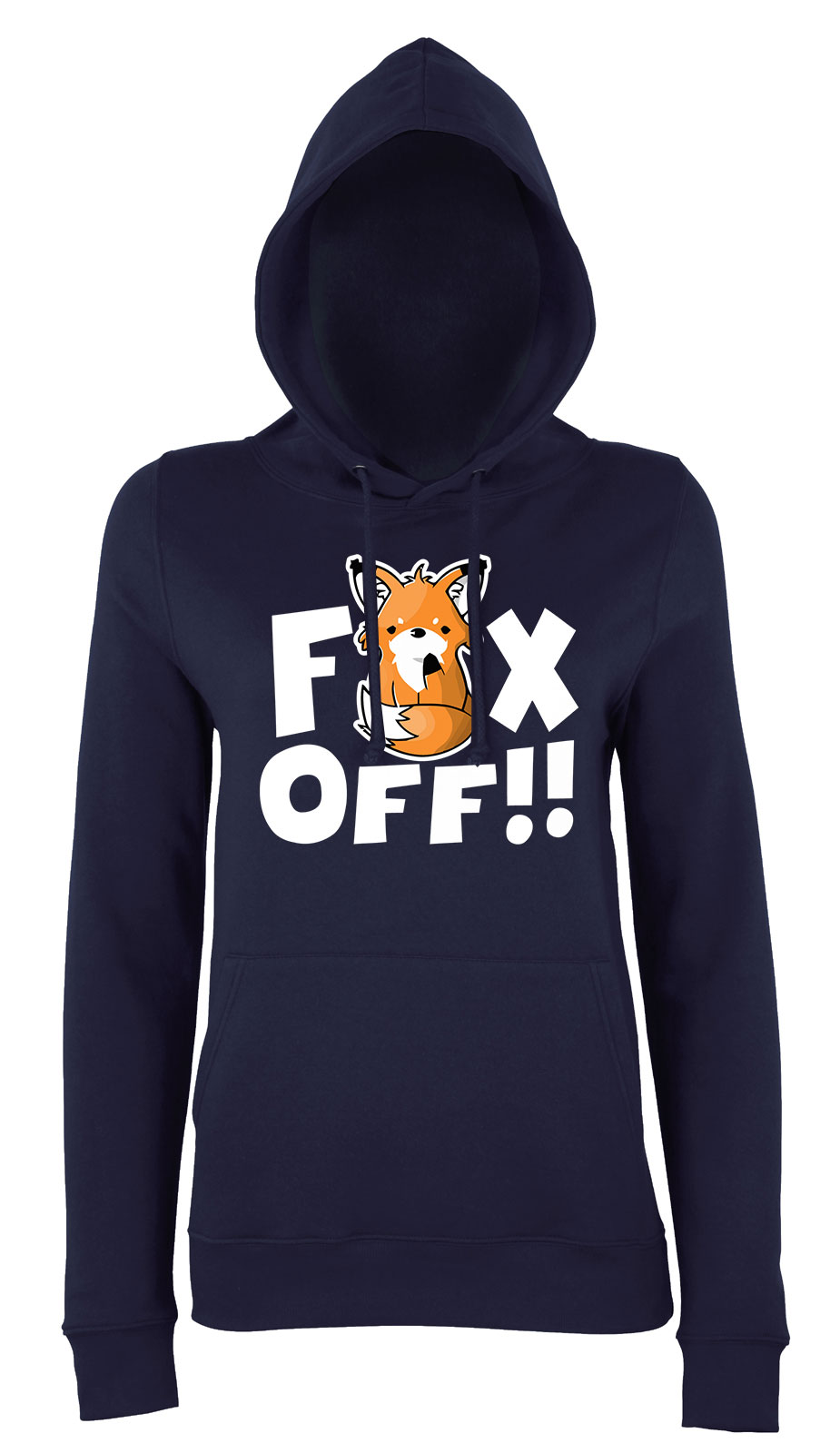 fox off fuck off Sötétkék Női Kapucnis Pulóver
