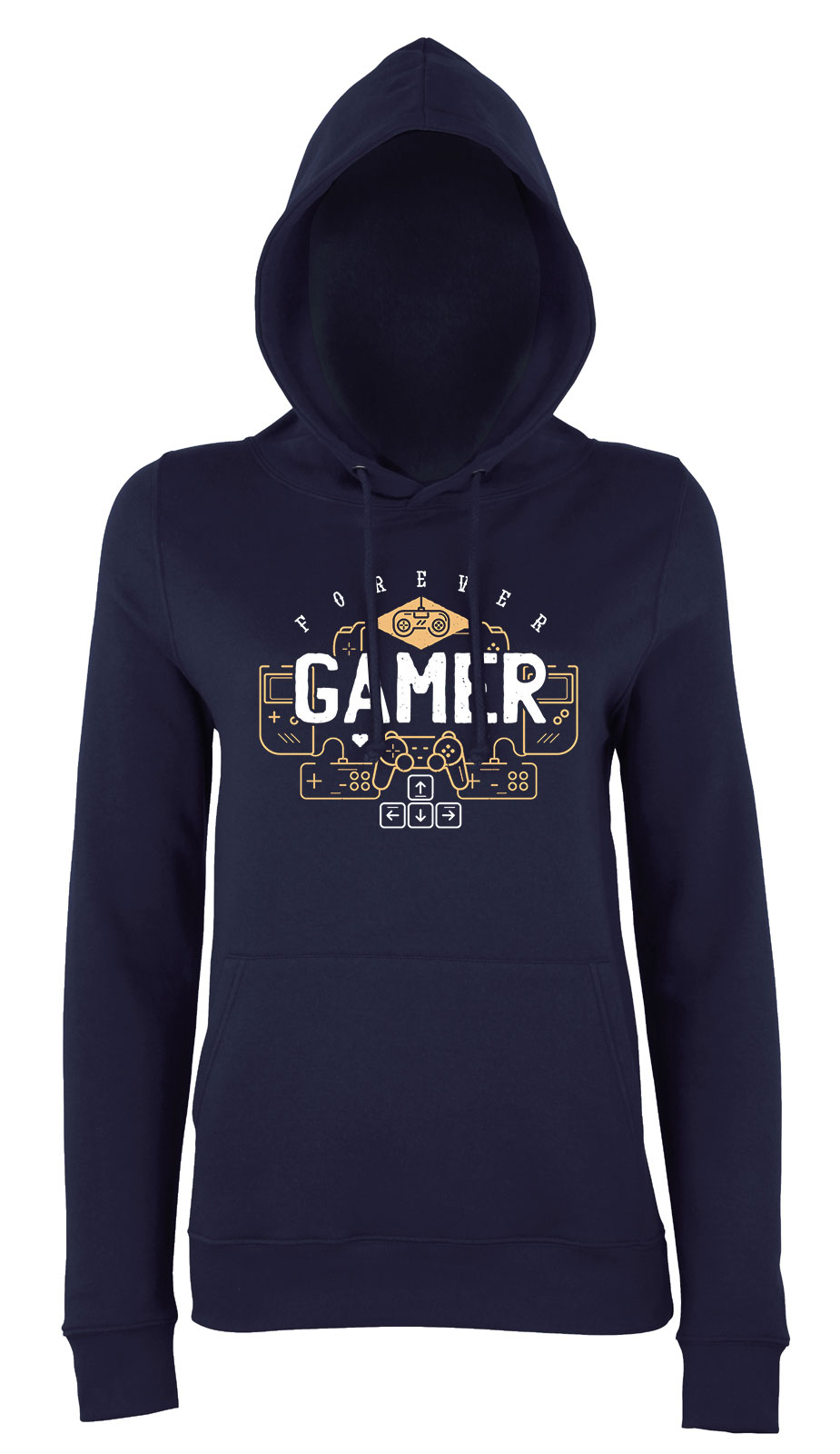 Gamer Forever Sötétkék Női Kapucnis Pulóver