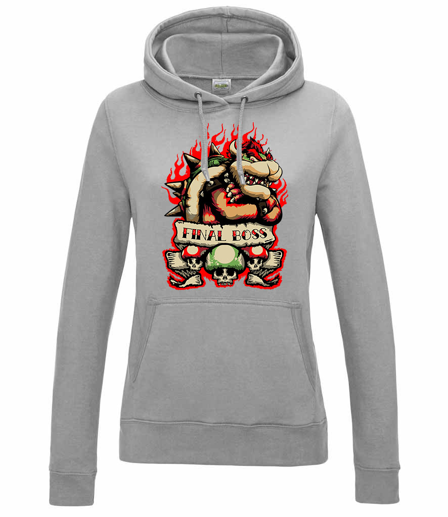 Final Boss mario bowser gamer Sportszürke Női Kapucnis Pulóver