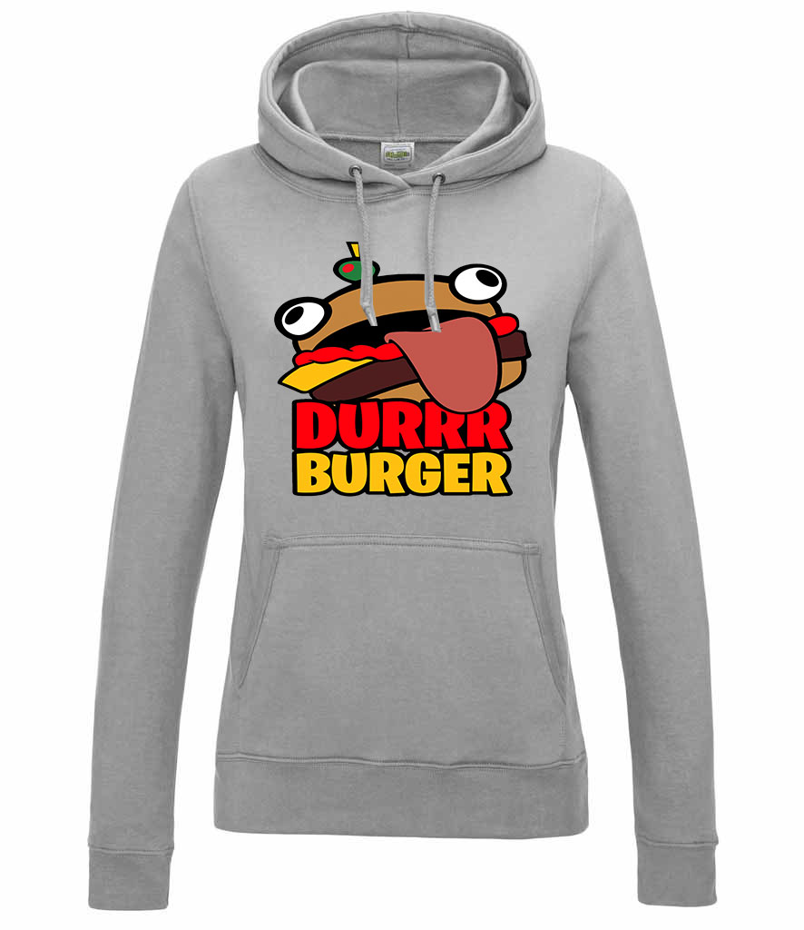 fortnite durrr burger  Sportszürke Női Kapucnis Pulóver