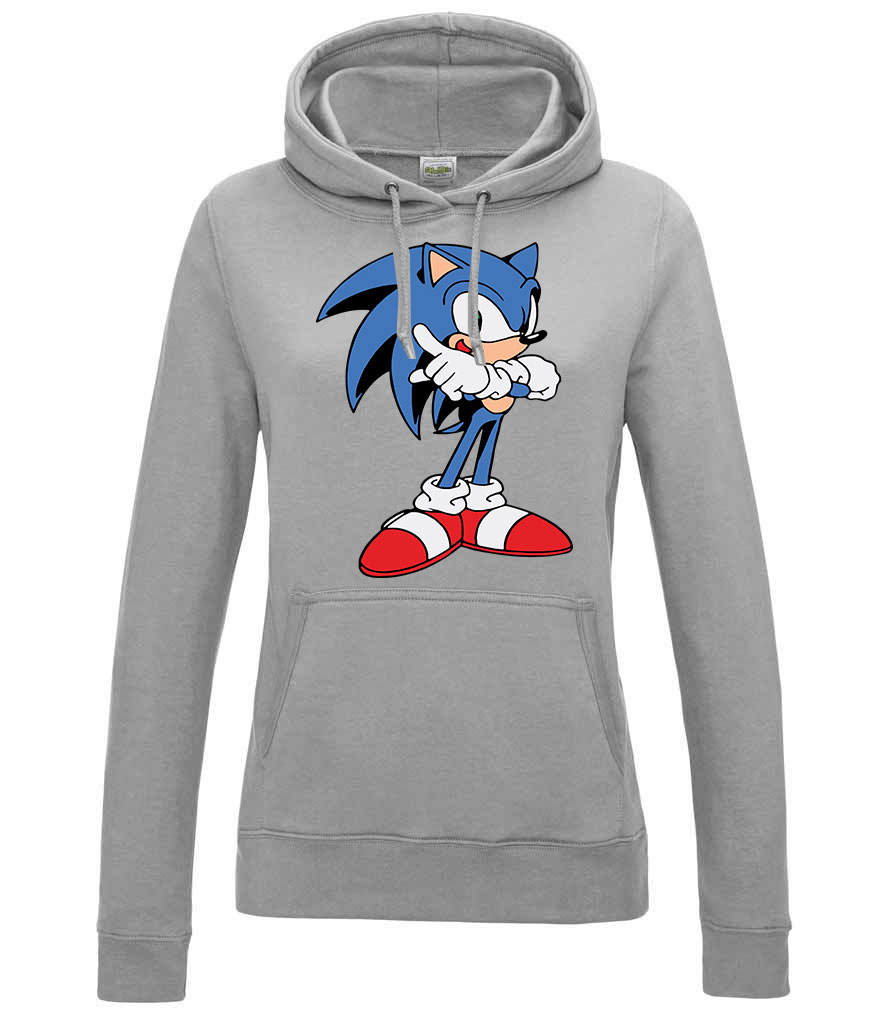 sonic Sportszürke Női Kapucnis Pulóver