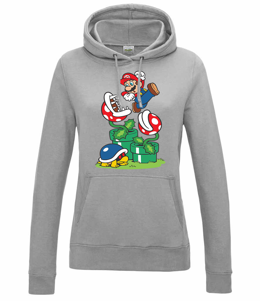 super mario Sportszürke Női Kapucnis Pulóver