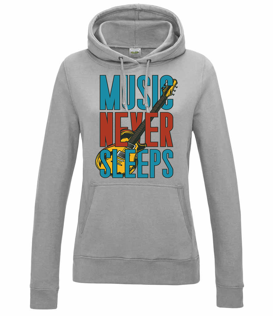 Music Never Sleeps gitár gitáros Sportszürke Női Kapucnis Pulóver