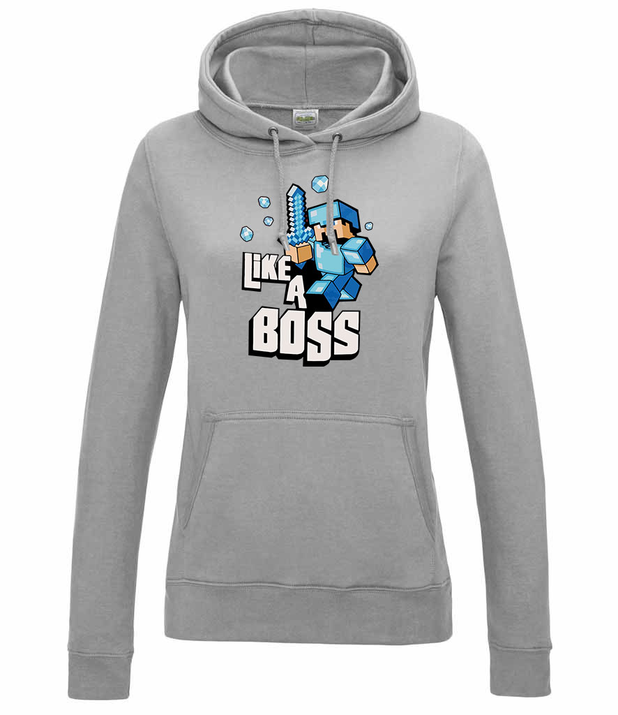 minecraft steve Sportszürke Női Kapucnis Pulóver