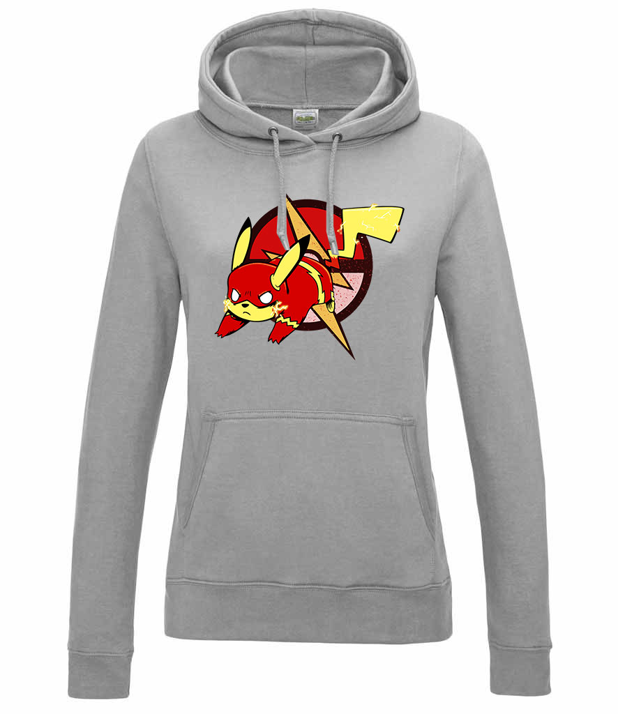 flash pikachu pokemon Sportszürke Női Kapucnis Pulóver