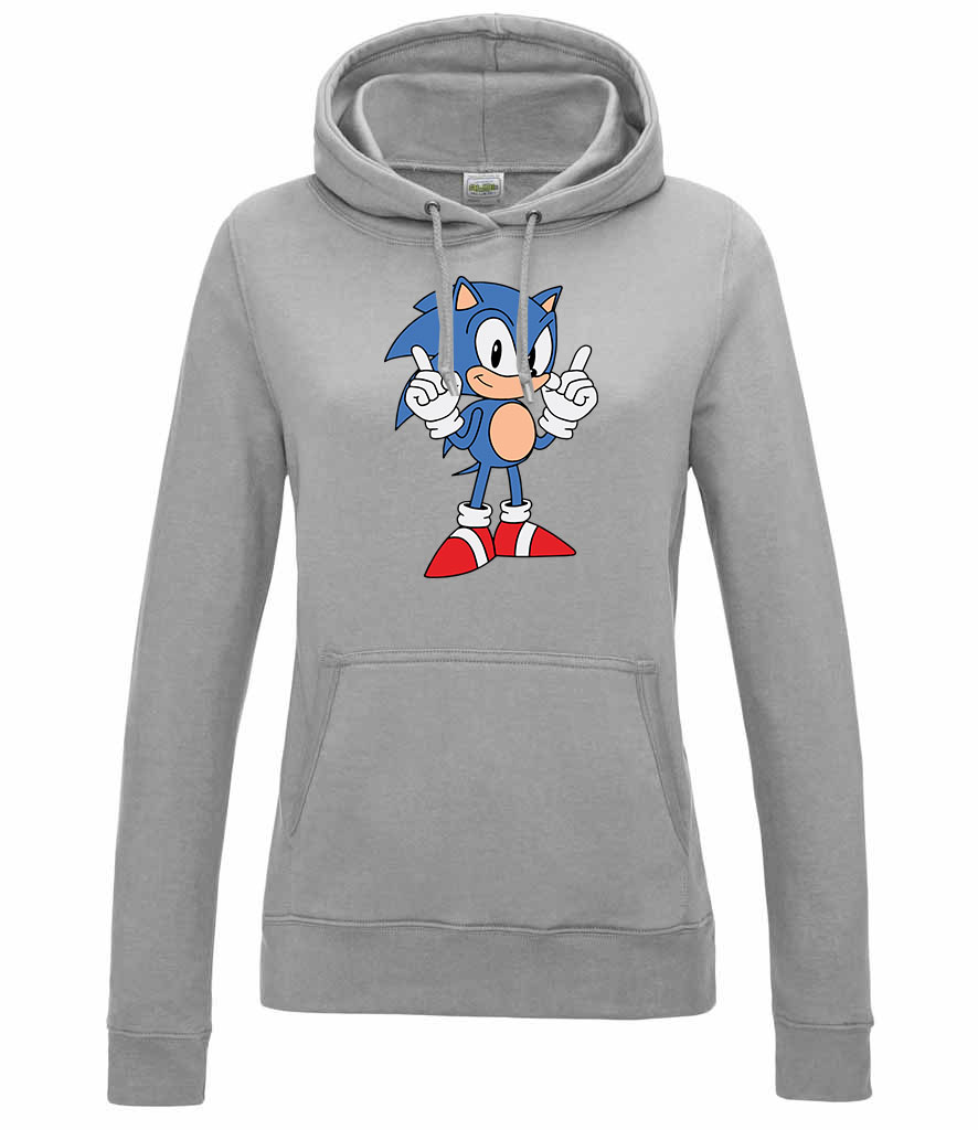 sonic Sportszürke Női Kapucnis Pulóver
