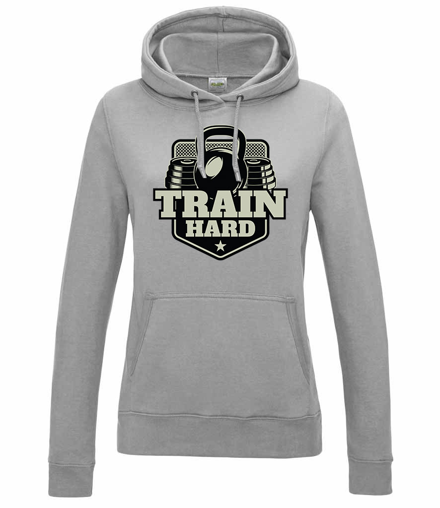 kondi kondizás train hard Sportszürke Női Kapucnis Pulóver