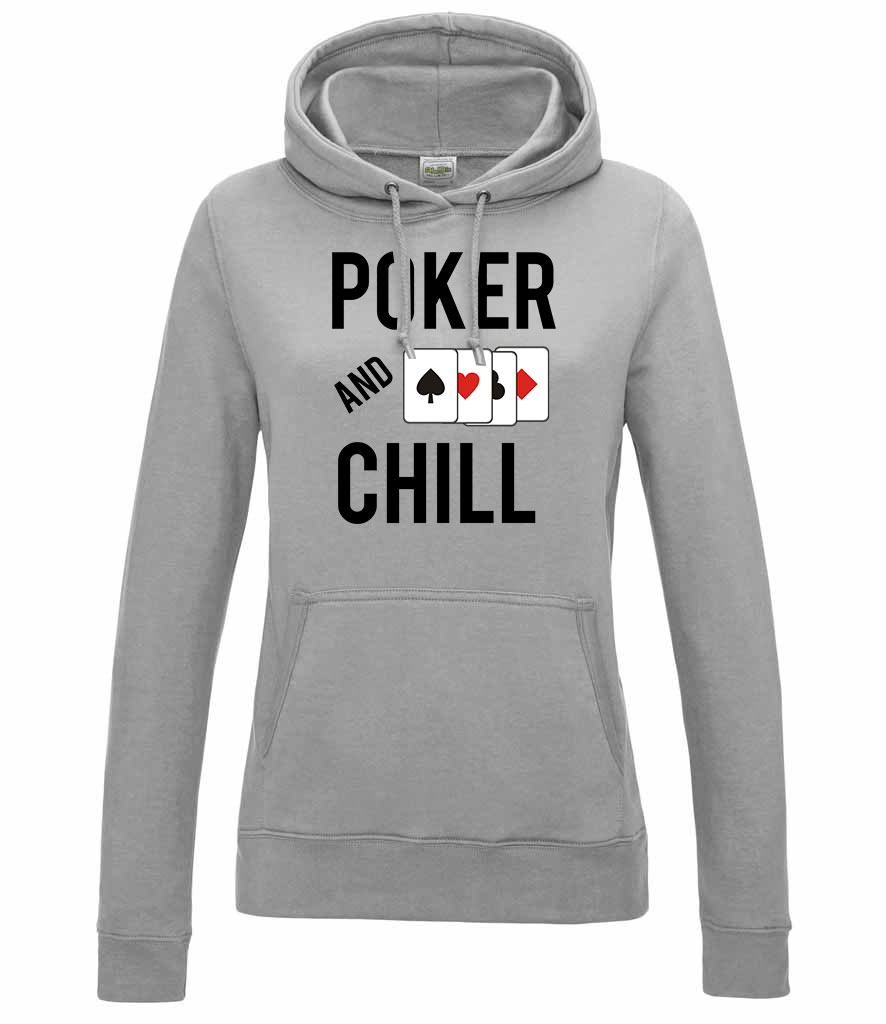 poker and chill Sportszürke Női Kapucnis Pulóver