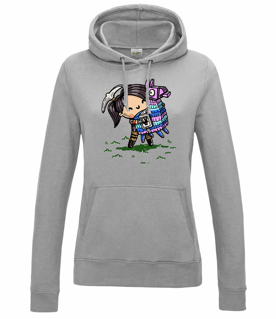 loom láma fortnite Sportszürke Női Kapucnis Pulóver