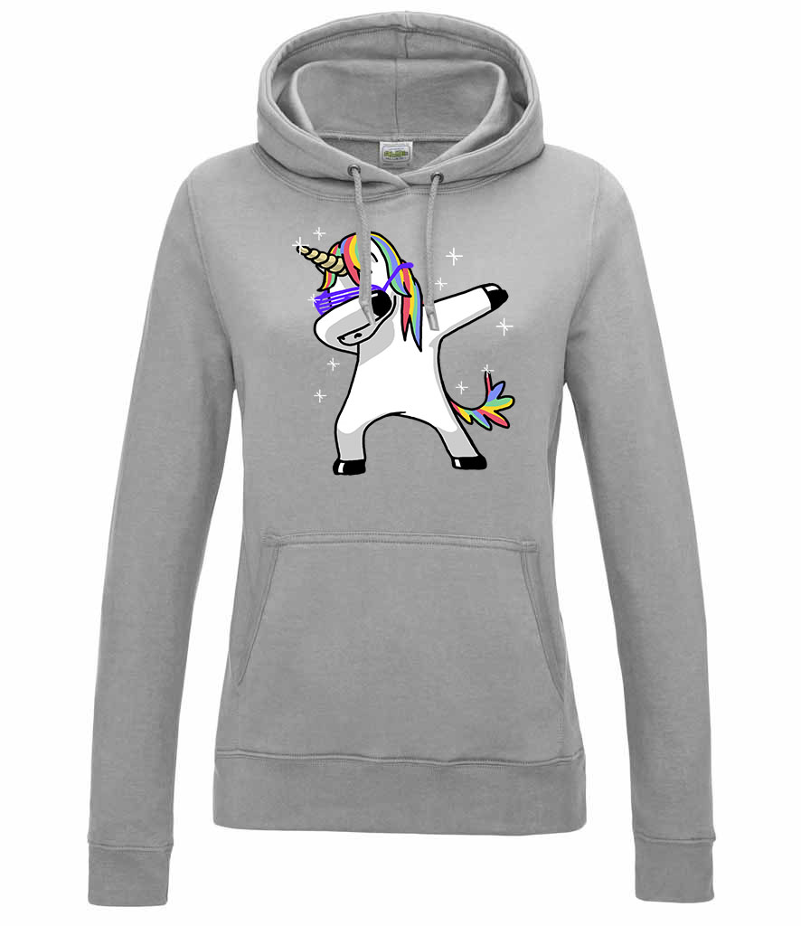 unikornis dabbing unicorn Sportszürke Női Kapucnis Pulóver