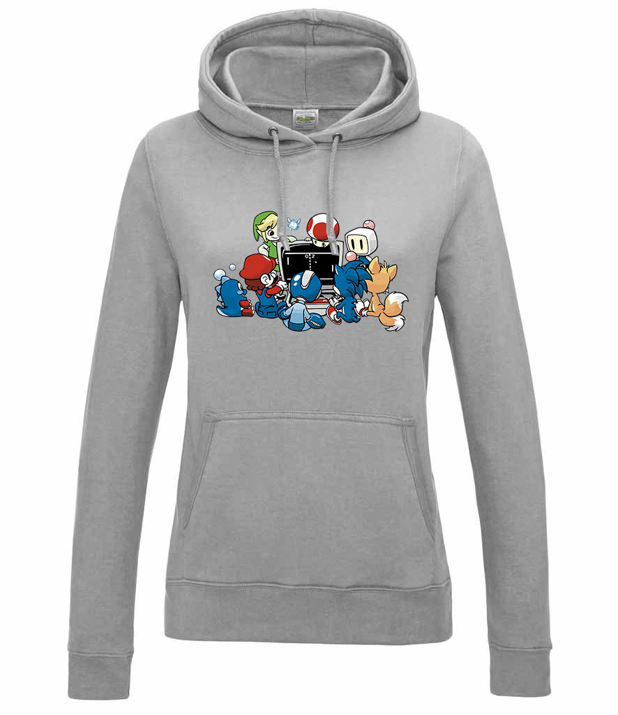 gamer sonic mario zelda megamen Sportszürke Női Kapucnis Pulóver