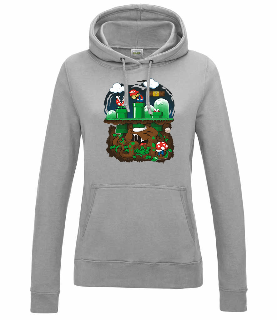 super mario Sportszürke Női Kapucnis Pulóver