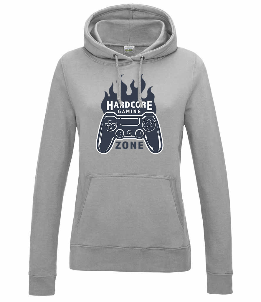 hardcore gaming Sportszürke Női Kapucnis Pulóver