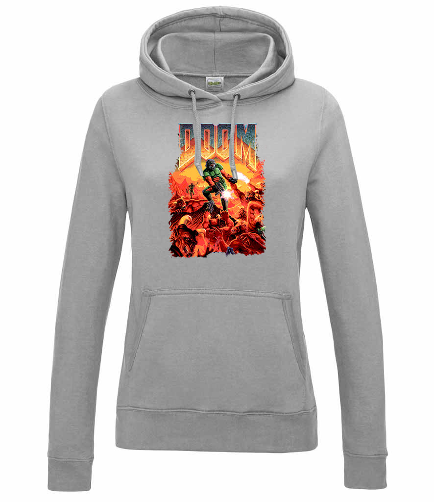 doom Sportszürke Női Kapucnis Pulóver