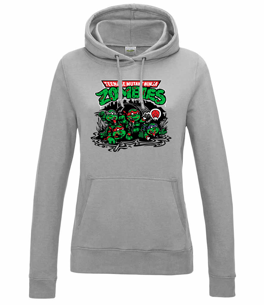 zombi zombis ninja teknőc Sportszürke Női Kapucnis Pulóver