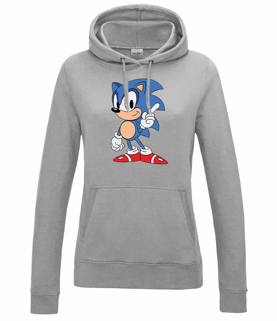sonic Sportszürke Női Kapucnis Pulóver