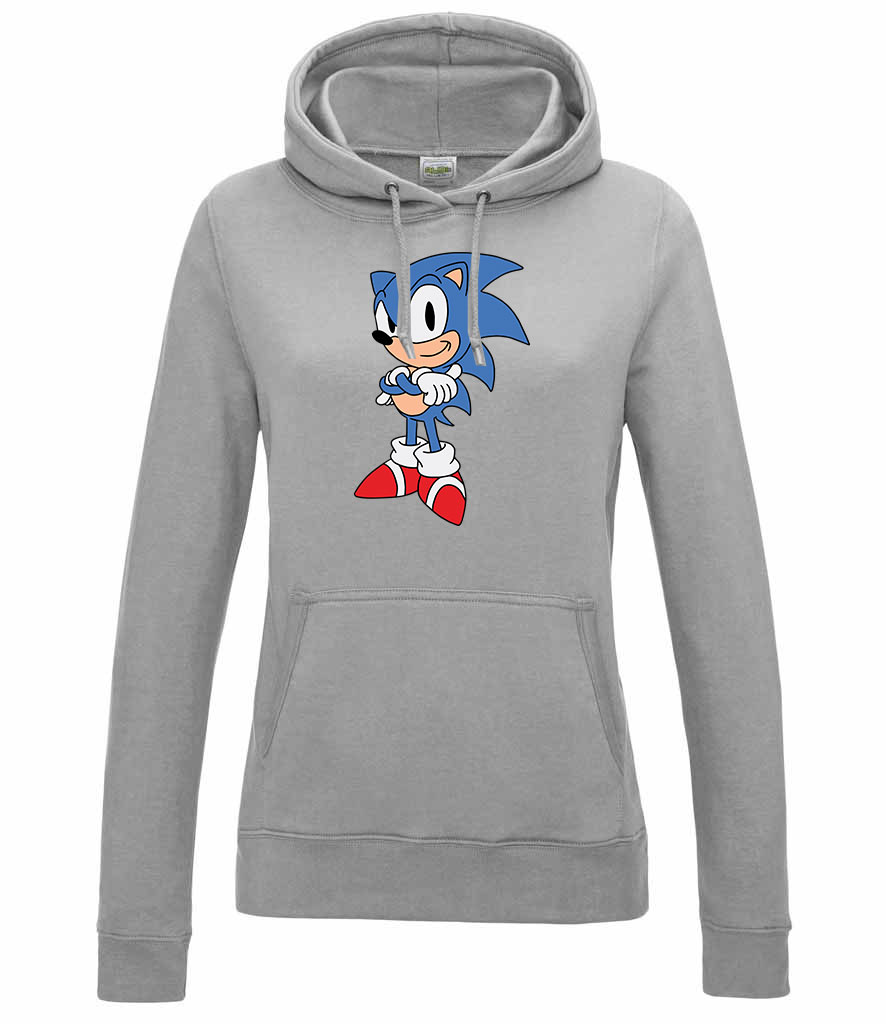 sonic Sportszürke Női Kapucnis Pulóver