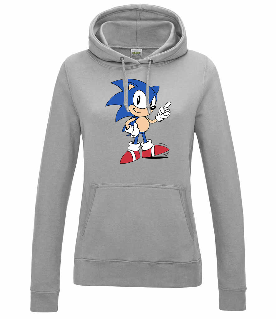 sonic Sportszürke Női Kapucnis Pulóver