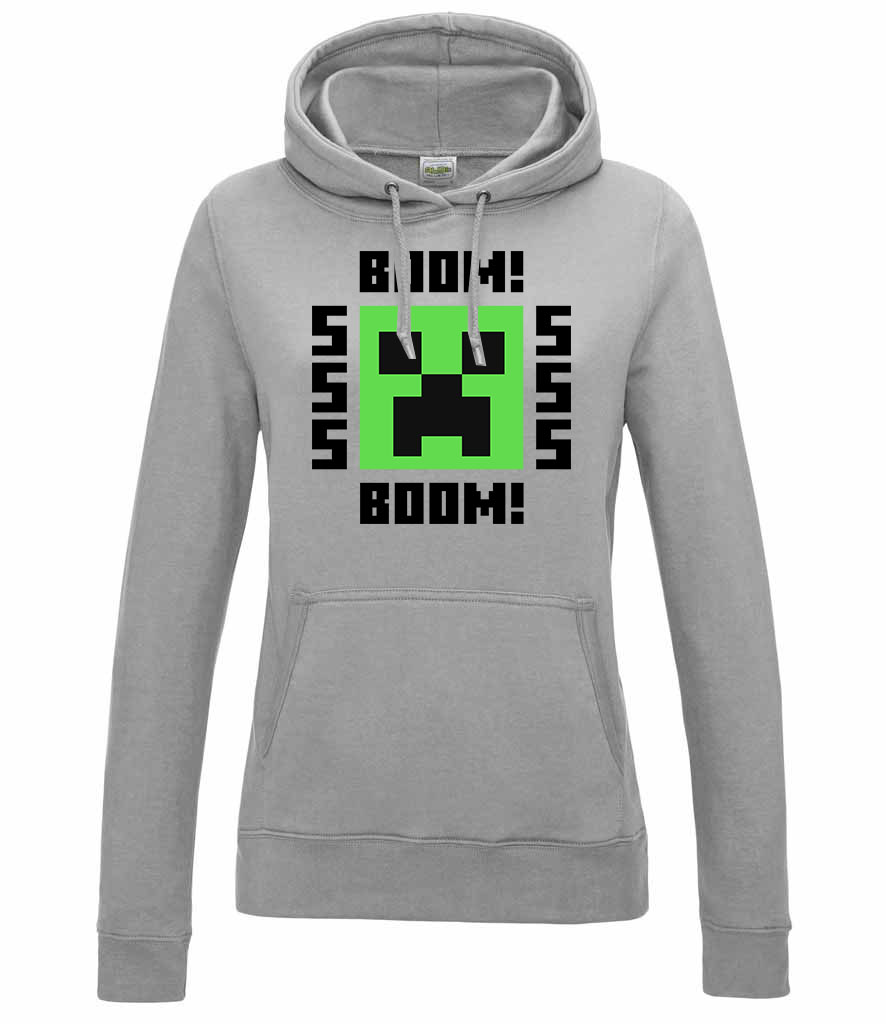 minecraft creeper Sportszürke Női Kapucnis Pulóver