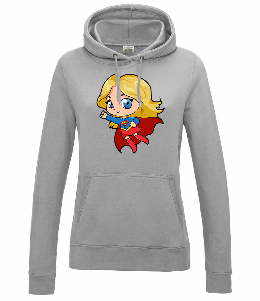 Chibi Supergirl Sportszürke Női Kapucnis Pulóver