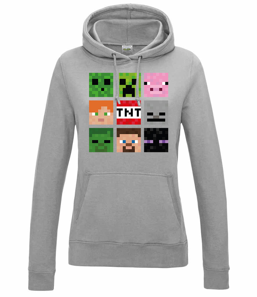 minecraft creeper slender man Sportszürke Női Kapucnis Pulóver