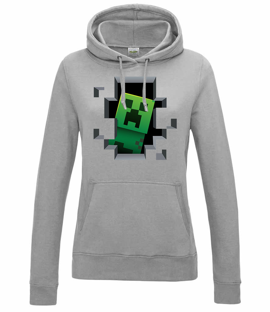 minecraft creeper Sportszürke Női Kapucnis Pulóver