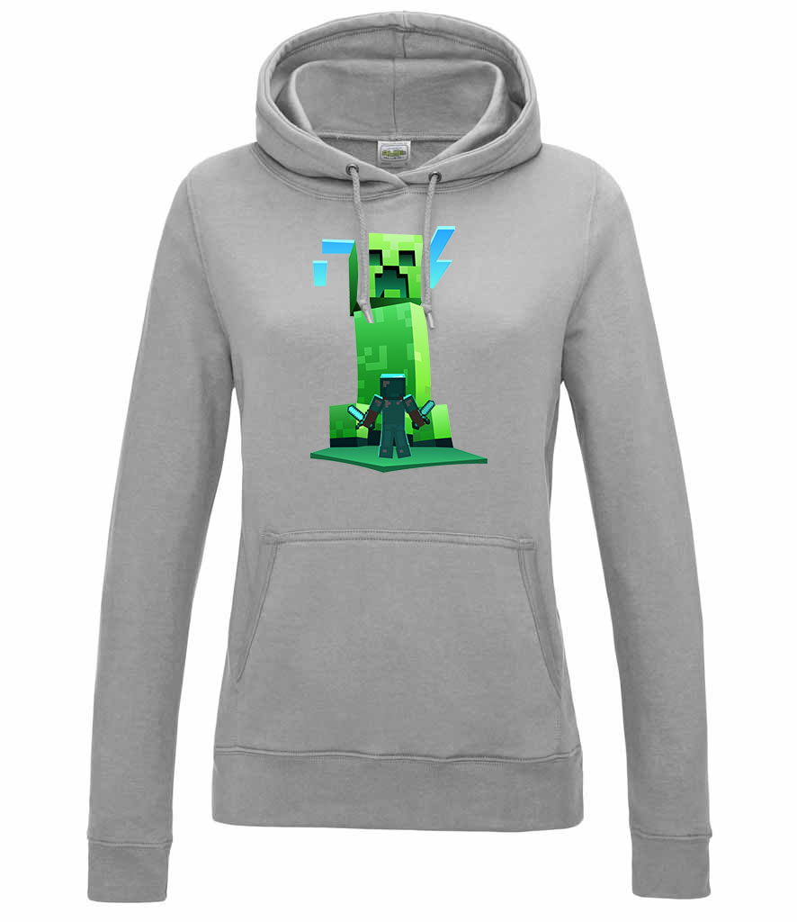 creeper minecraft Sportszürke Női Kapucnis Pulóver