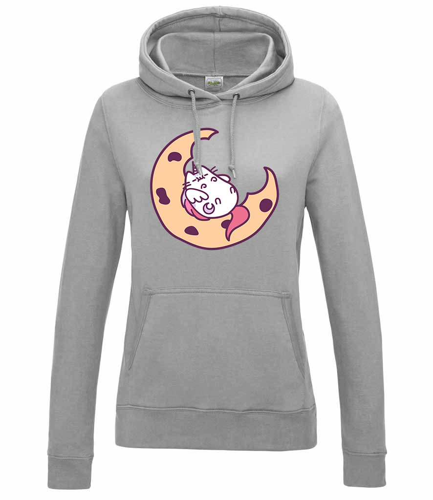 macska macskás cica cicás pusheen unikornis Sportszürke Női Kapucnis Pulóver