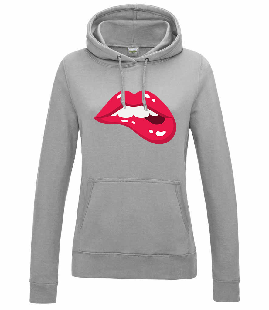 lips ajak ajkak száj  Sportszürke Női Kapucnis Pulóver