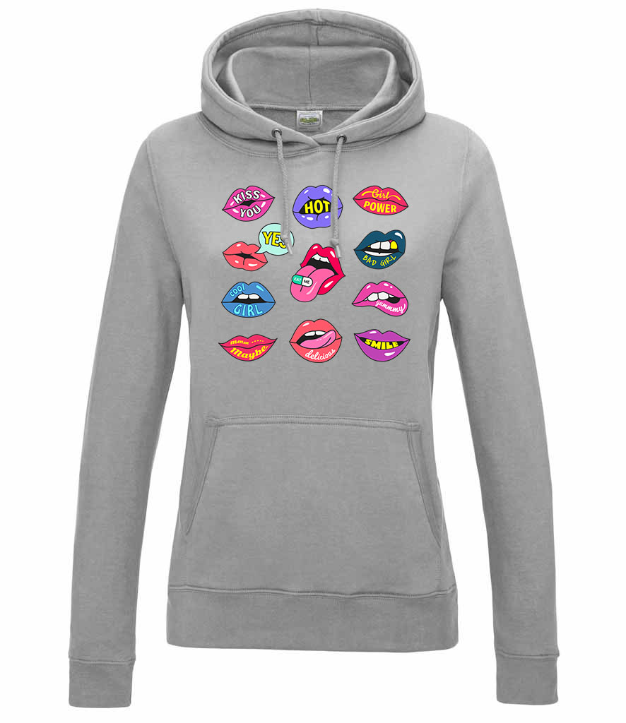 lips ajak ajkak száj  Sportszürke Női Kapucnis Pulóver
