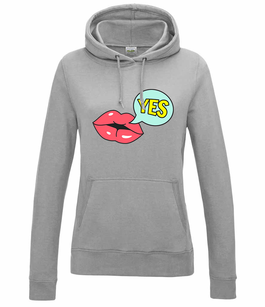 lips ajak ajkak száj  Sportszürke Női Kapucnis Pulóver