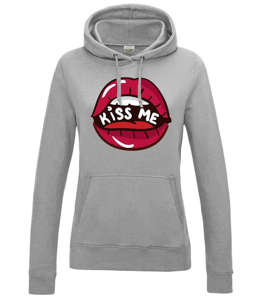 kiss me lips ajak ajkak száj Sportszürke Női Kapucnis Pulóver