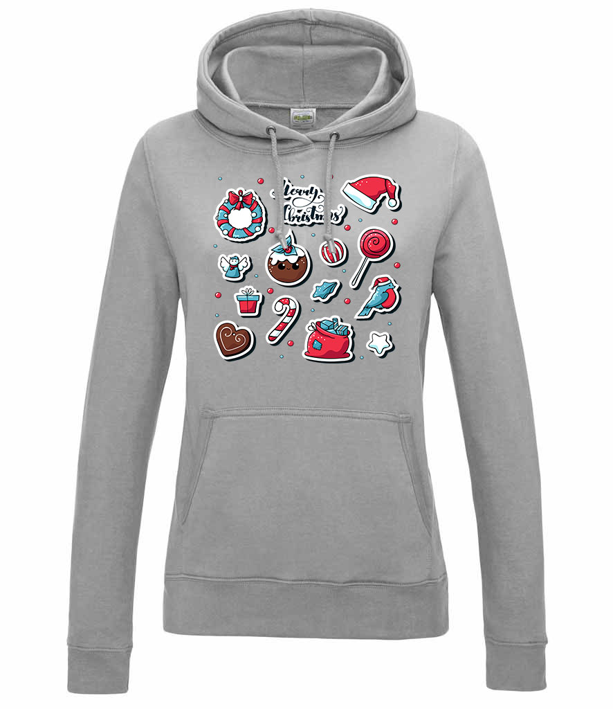 karácsony karácsonyos merry christmas mézeskalács Sportszürke Női Kapucnis Pulóver