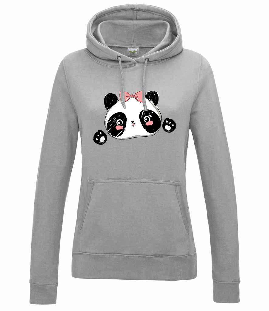 Panda pandás Sportszürke Női Kapucnis Pulóver