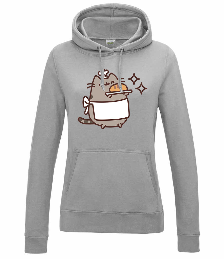 pusheen pék macska macskás cica cicás Sportszürke Női Kapucnis Pulóver