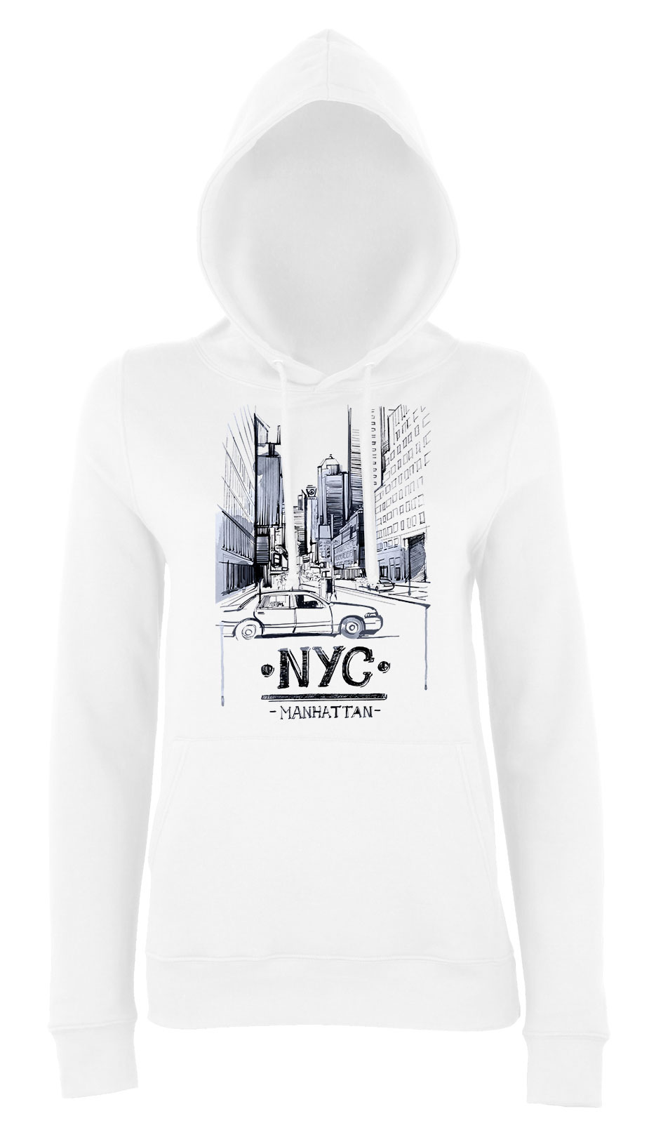 new york manhattan Fehér Női Kapucnis Pulóver