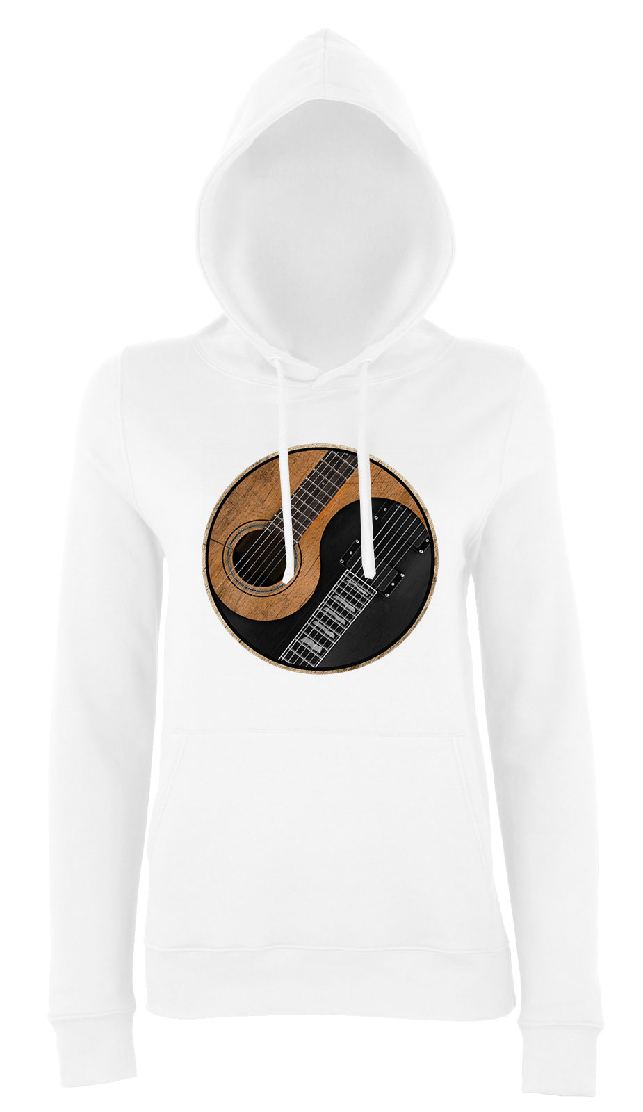 Gitár Yin Yang Fehér Női Kapucnis Pulóver