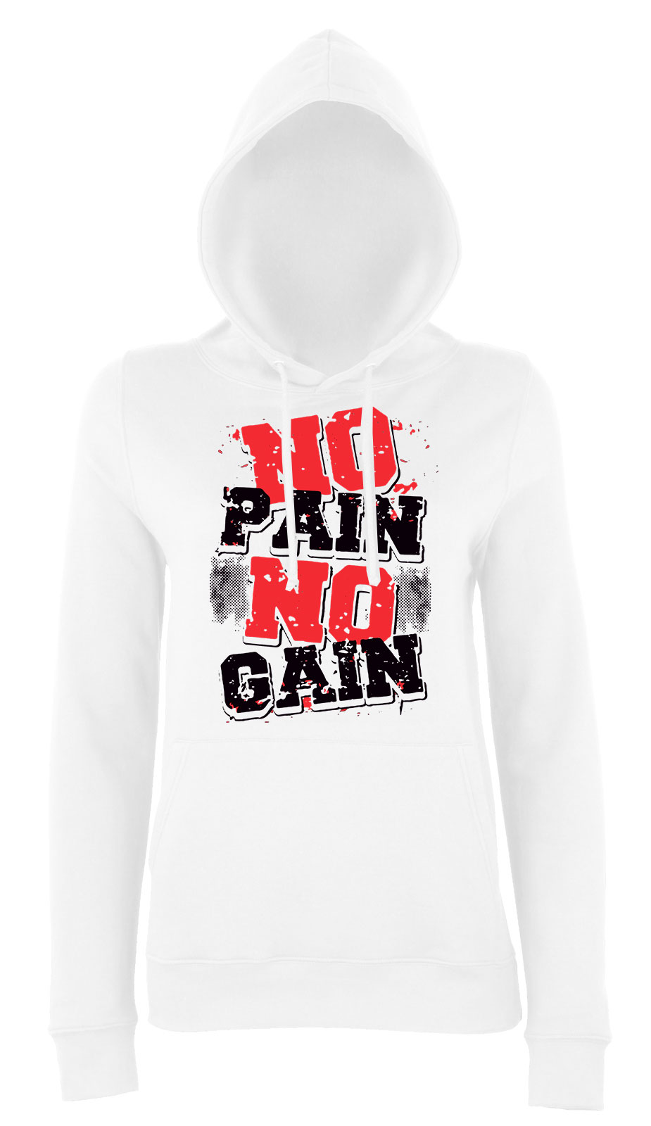 kondi kondizás no pain no gain kondis Fehér Női Kapucnis Pulóver