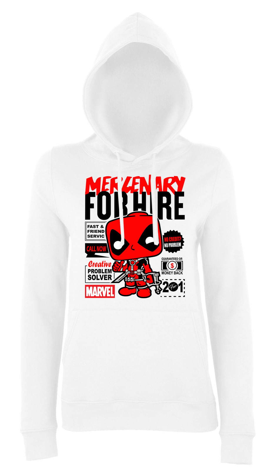 deadpool Fehér Női Kapucnis Pulóver
