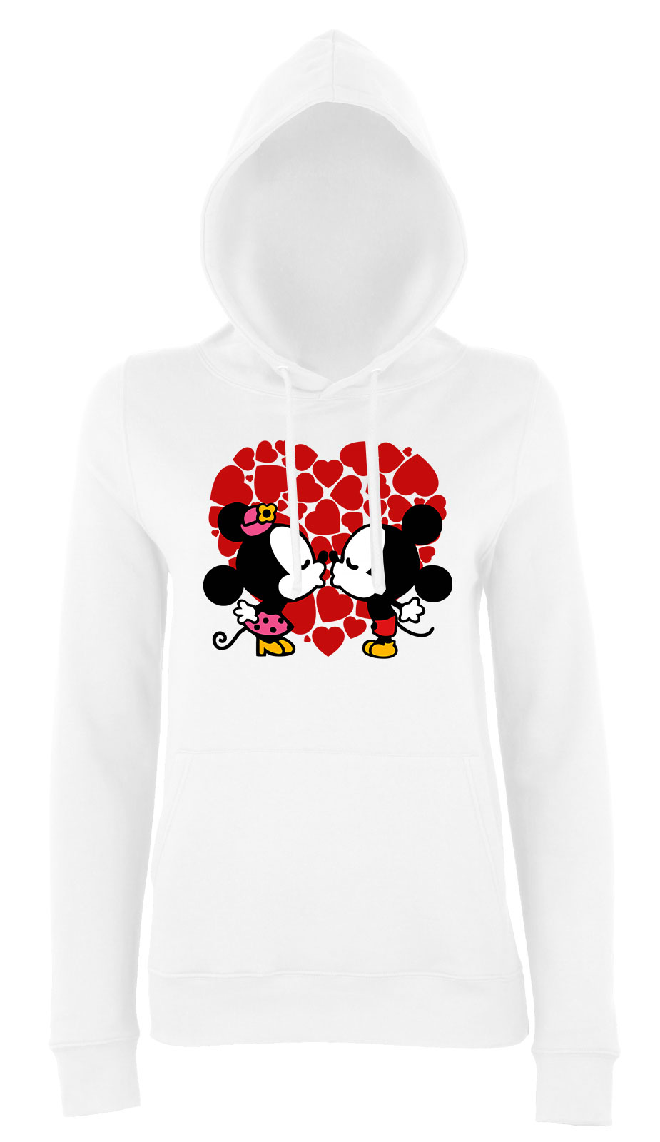 Mickey És Minnie Egér Love Fehér Női Kapucnis Pulóver