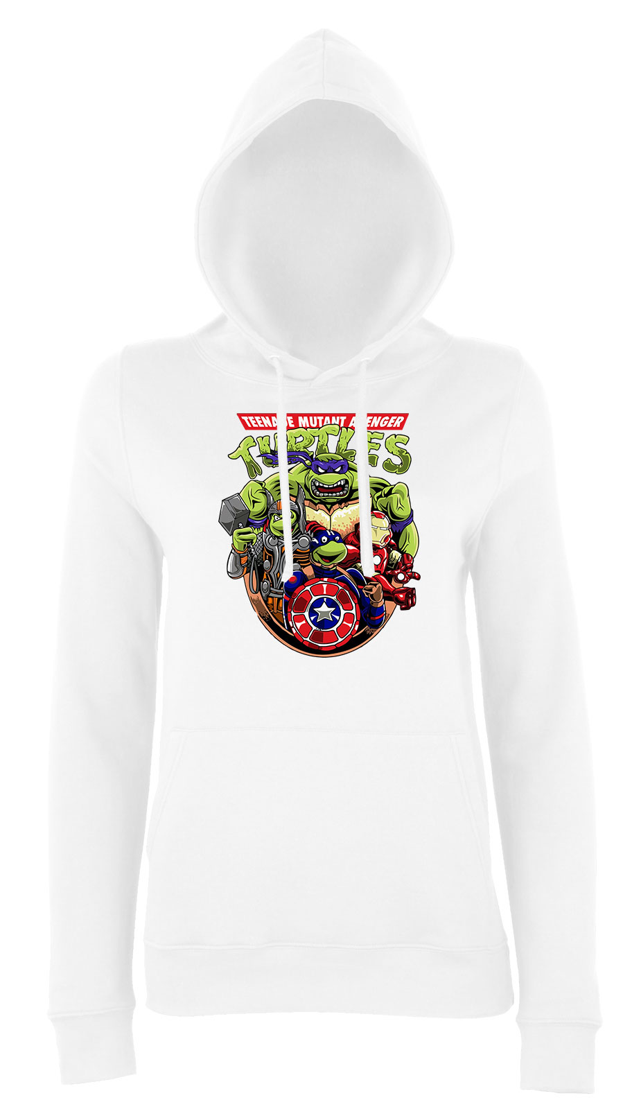 tini ninja teknőcök tmnt avengers Fehér Női Kapucnis Pulóver