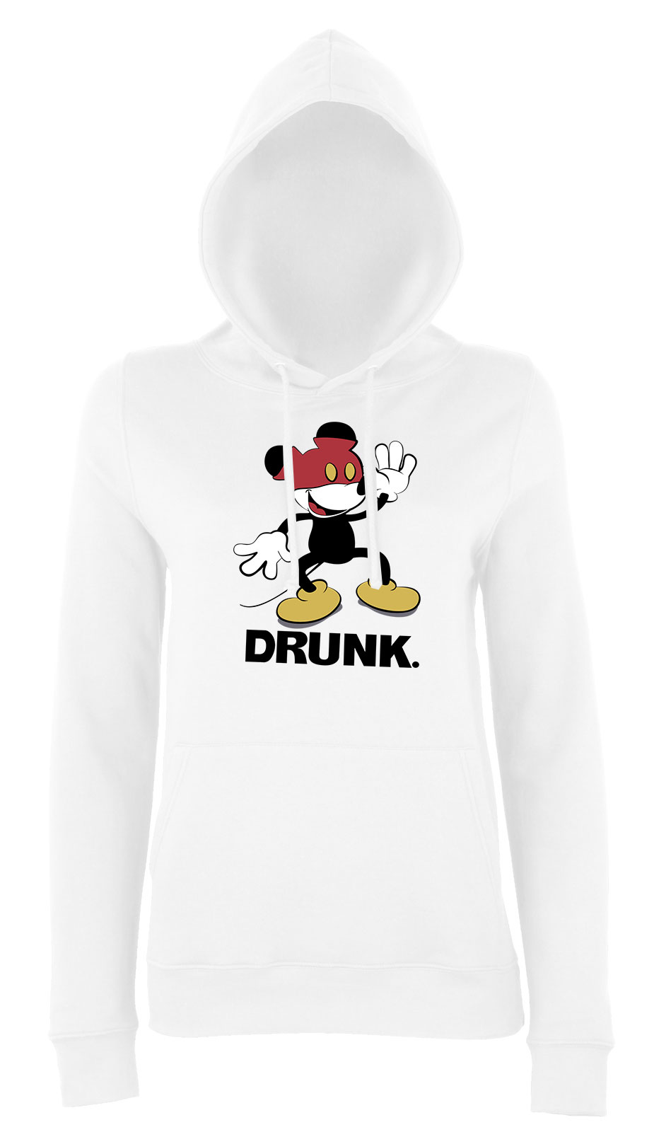 mickey egér részeg Fehér Női Kapucnis Pulóver