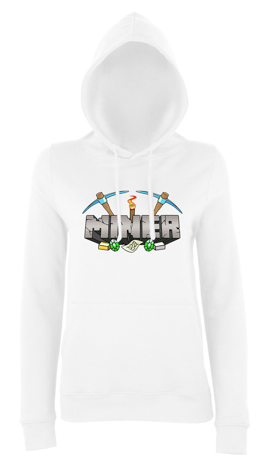 minecraft Fehér Női Kapucnis Pulóver