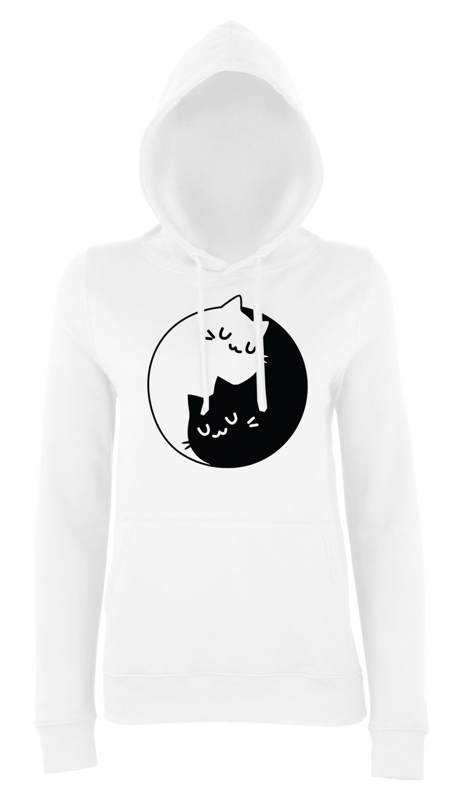 yin yang cica macska macskás macskák Fehér Női Kapucnis Pulóver