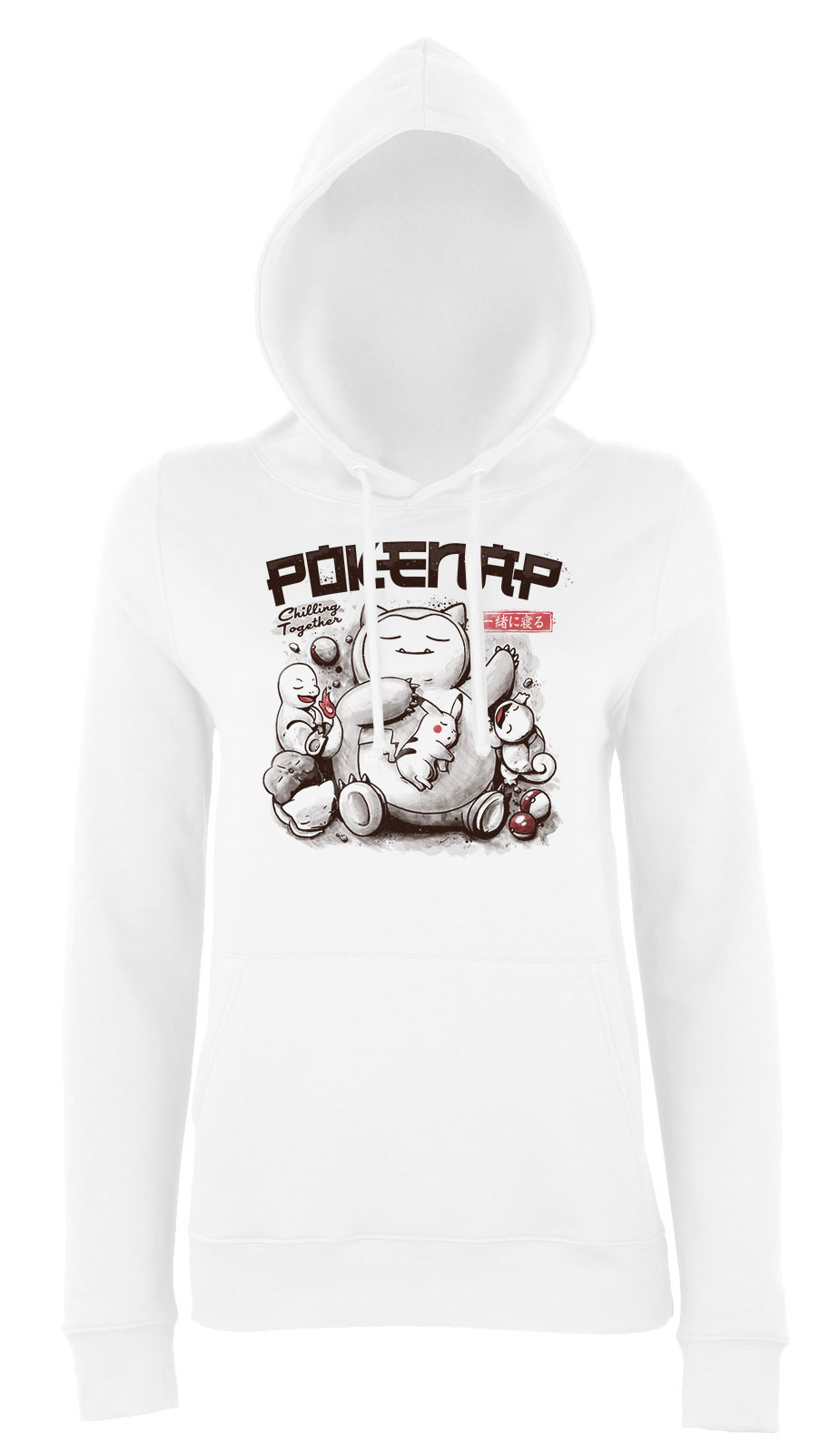 pokemon snorlax pikachu charmander alvós alvás Fehér Női Kapucnis Pulóver