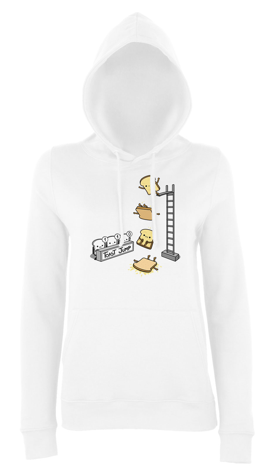 toast jump kenyér humor Fehér Női Kapucnis Pulóver