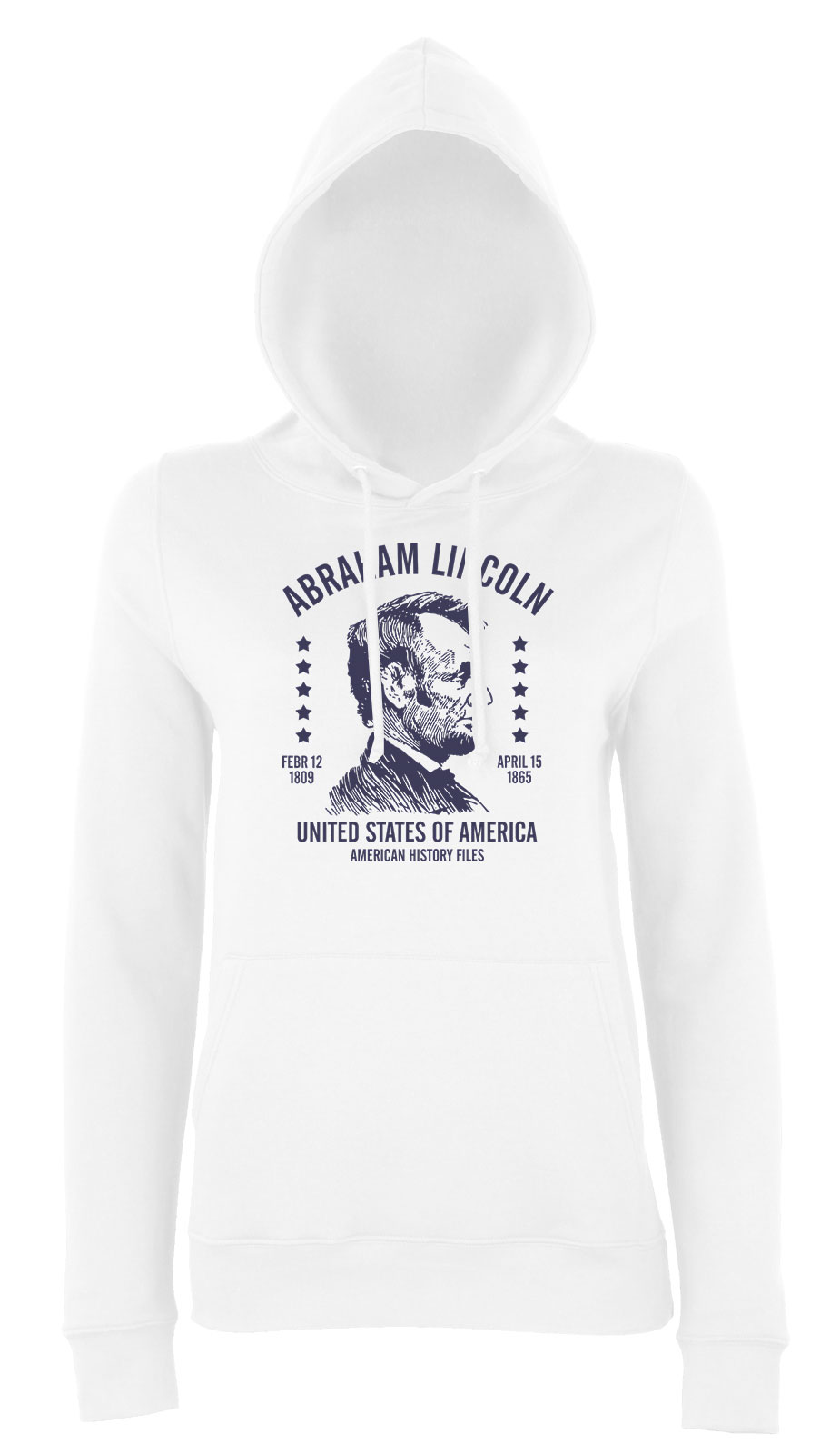 Abraham Lincoln Fehér Női Kapucnis Pulóver