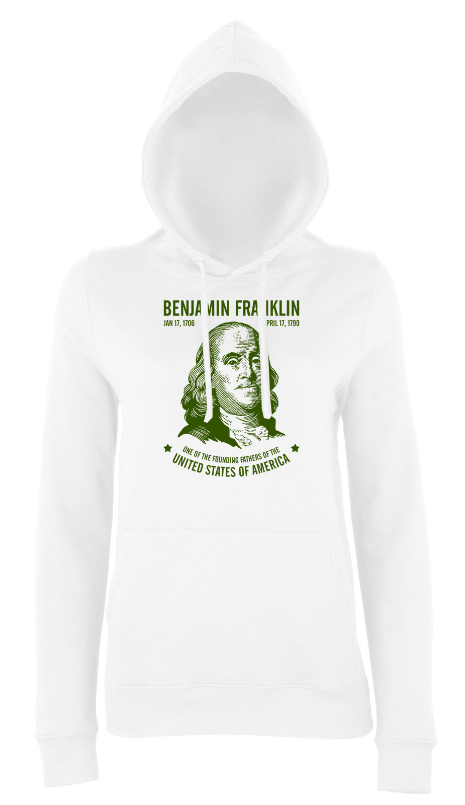 benjamin franklin Fehér Női Kapucnis Pulóver
